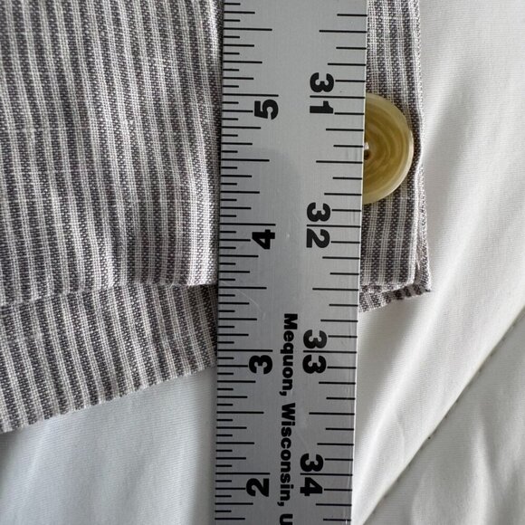 Soft Surroundings Gray Striped Wide Leg Linen Cropped Pants Size Large Lagenlook - Picture 7 of 15